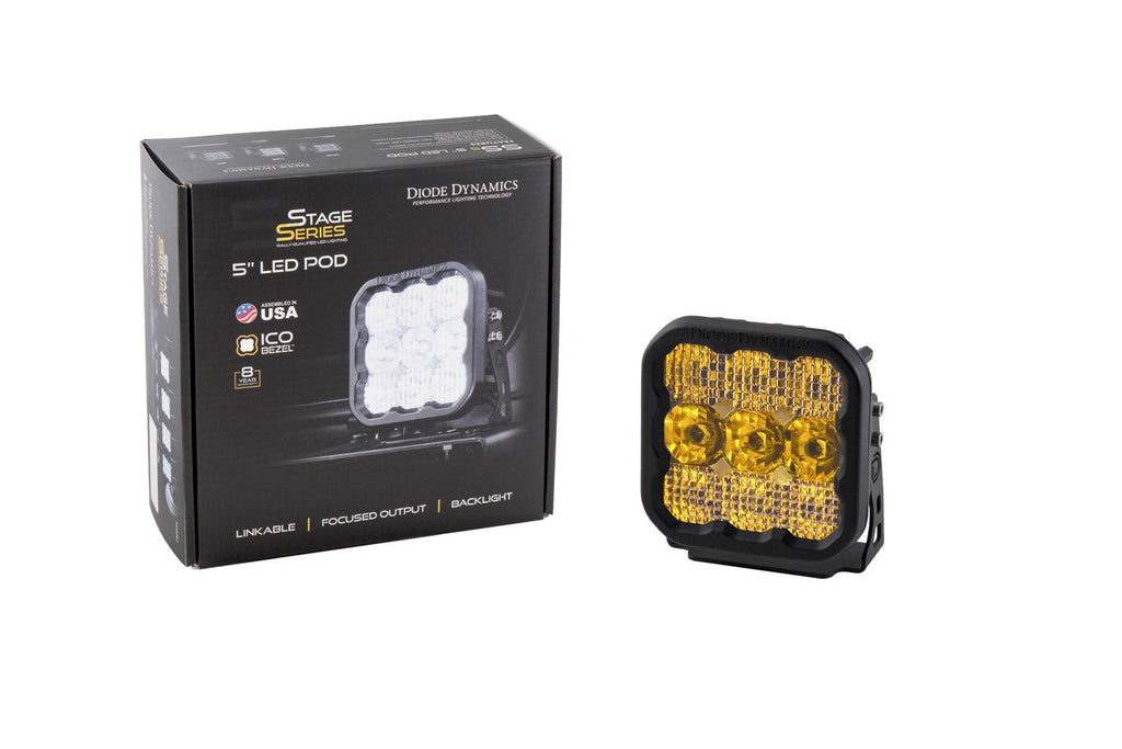 Diode Dynamics SS5 Pro Yellow Driving Single LED Pod DD6783S