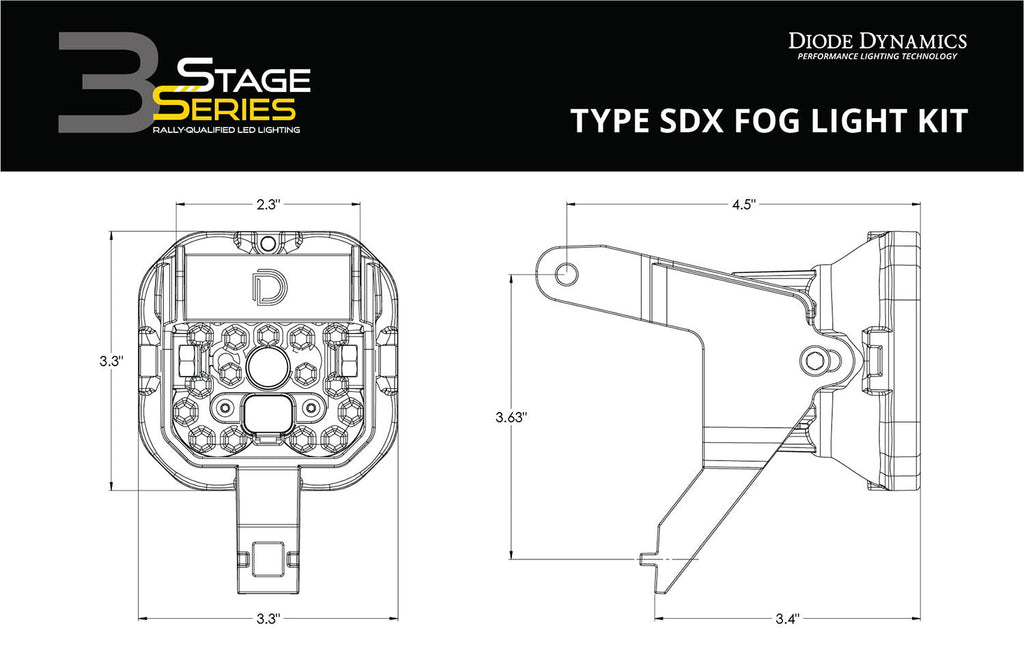 Diode Dynamics SS3 Pro ABL White SAE Fog Type SDX Kit DD7104